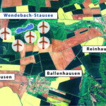 Aus der Perspektive weit von oben: Das neue Windenergie-Areal zwischen Reinhausen, Ballenhausen und Stockhausen.